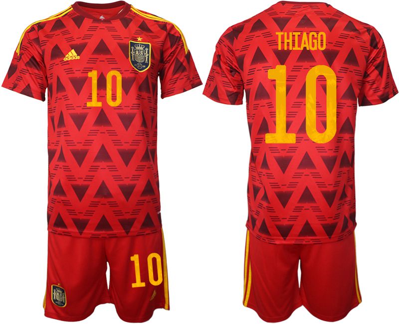Men 2022 World Cup National Team Spain home red #10 Soccer Jerseys